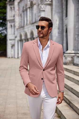 Image of COOFANDY Men's Casual Knit Blazer Two Button Lightweight Sport Coats Suit Jacket