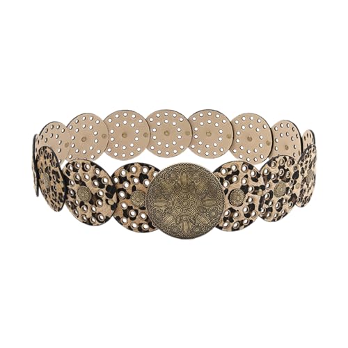 Belts for Women,Womens Leather Belt,Round Disc Hollowed PU Belt for Jeans Pants Waist Decors Large Eyelet Wide Belt for Jeans Shorts Women Waist Accessories(Leopard Print)