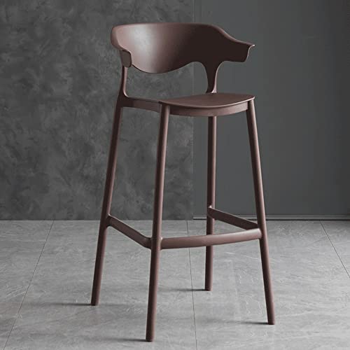 Taburete apilable de plástico con respaldo para encimera de cocina, hogar, jardín y uso al aire libre, color marrón, altura del asiento de 65 cm