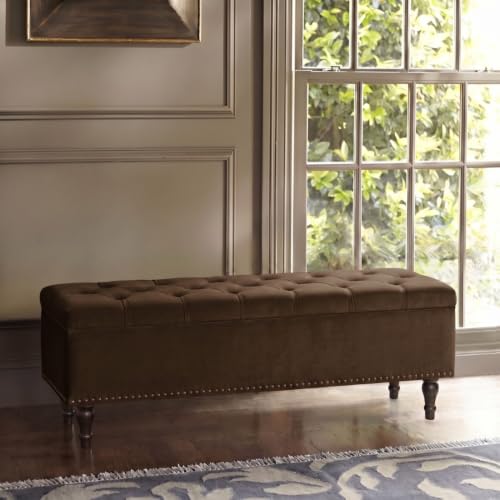 Image of Velum 3 Seater Sofa for Living Room & Office | Premium Fabric Upholstery | Solid Wood Frame | Comfortable Seating | 3 Years Warranty (Dark Brown, Storage Ottoman)