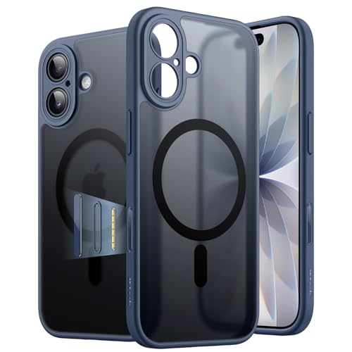 JETech iPhone 17 6.3インチ用 マグネットケース MagSafeに対応 耐衝撃薄型 スマホカバー 内蔵カメラコントロールボタン マット半透明バック (ストームブルー)のサムネイル