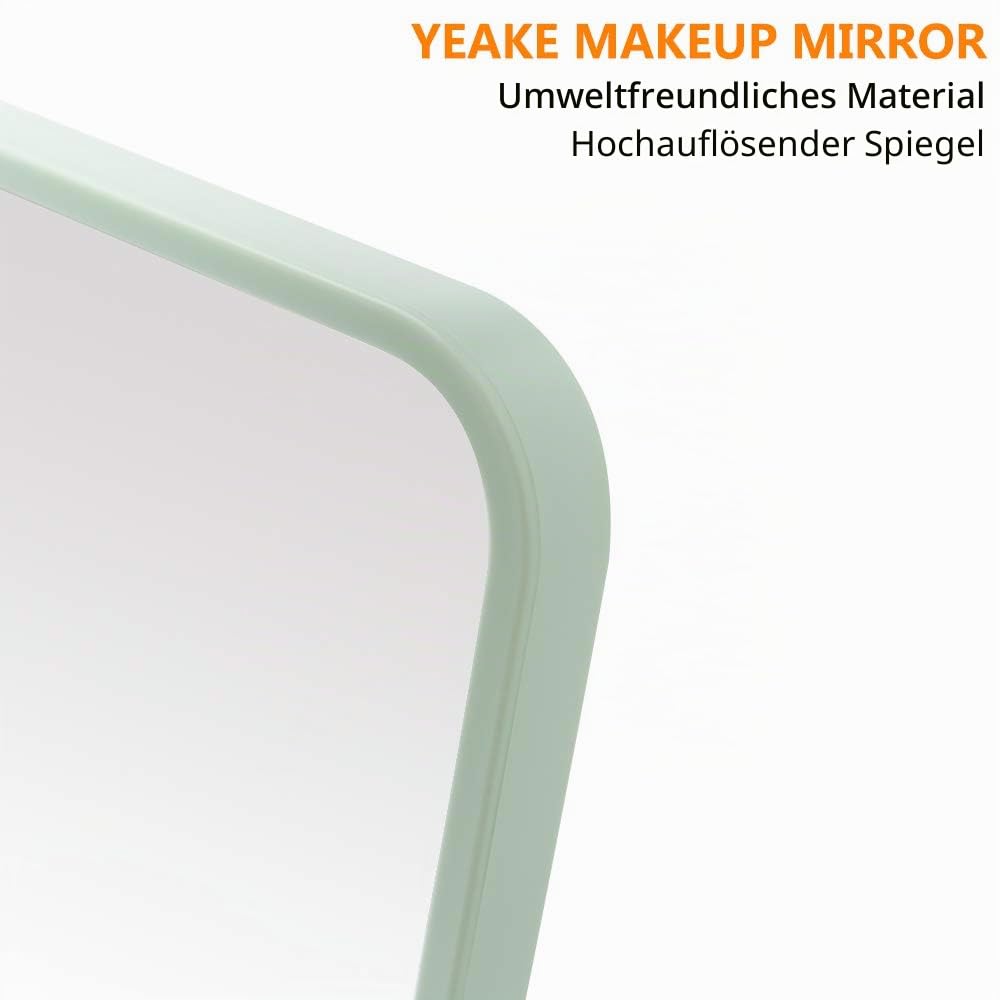 YEAKE Tisch-/Schreibtisch-Make-up-Spiegel, 20,3 cm, tragbarer Klappspiegel mit Metallständer, um 90 ° verstellbar, Tavel-Make-up-Spiegel, hängend, Badezimmer für Dusche, Rasur (grau)
