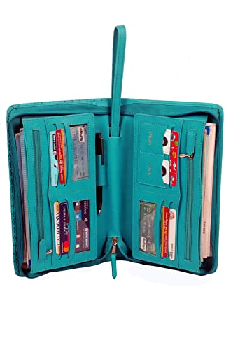 Image of Sukeshcraft Multiple Cheque Book Holder | Original PU Holds Upto 8 Cheque Books, Seagreen