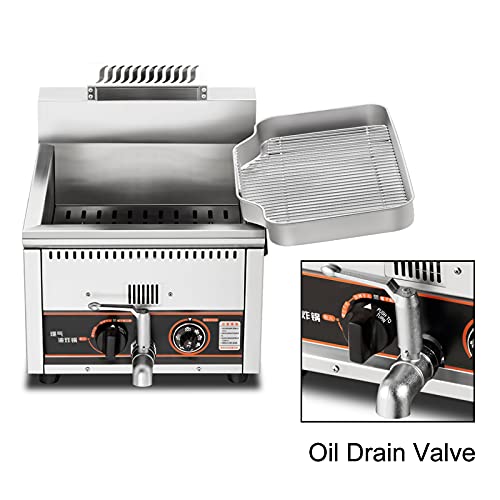 Generic Professionelle Gasfritteuse, kommerzielle Edelstahl-Fritteuse mit Korb & Ölablassventil für Pommes-Restaurants Supermärkte (15/18 Liter) – Bild 5