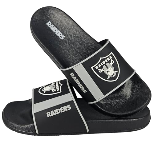 FOCO Las Vegas Raiders Large Slides for Men NFL Molded EVA Foam Sandals | Water Resistant Officially Licensed