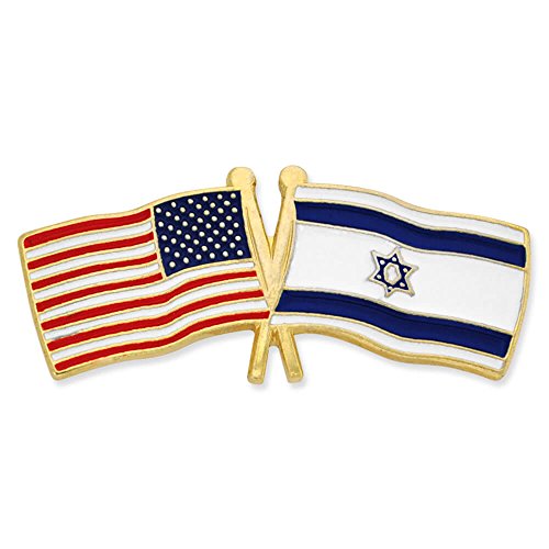 PinMart Crossed American Flag Lapel Pin 5 Pack – Gold-Color Plated Enamel, USA and Israel Crossed Flag, Friendship & Unity, Hat, Jacket and Backpack Pins, Patriotic Gift, Secure Clutch Back by PinMart - Used condition - US$19.16