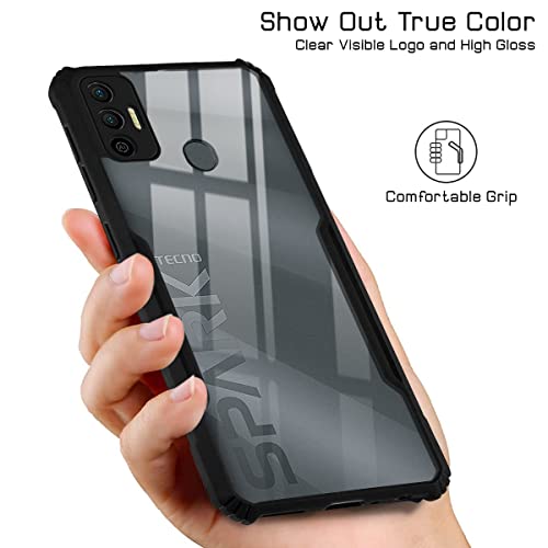 Image of Jkobi Hard PC Crystal Bumper Shockproof Back Cover Case for Tecno Spark 7 | 7T with Camera Protection (Matte Black)