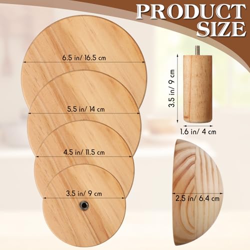 Doublefill 4 Pack Pottery Molds Plaster Molds Wood Pottery Tools with Handle for Ceramic Top Forms DIY Bowls Plate Dish Slump Press Art Making(Hemispherical,3.5'' 4.5'' 5.5'' 6.5'' Thickness 2.5'')