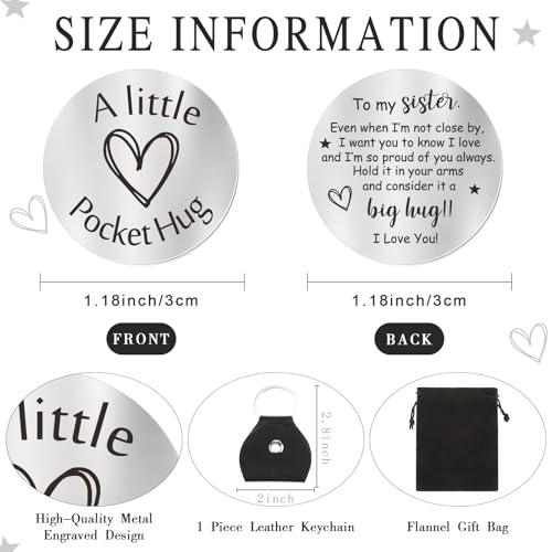 Sureio Pocket Hug Token Gift Long Distance Relationship Keepsake Inspirational Gift Keychain Valentine's Day Gifts