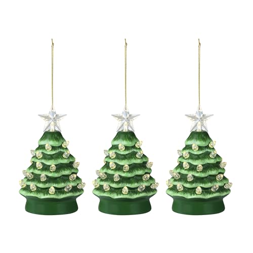 Mr. Christmas 5 Inch Set of 3 Nostalgic Ceramic Tree