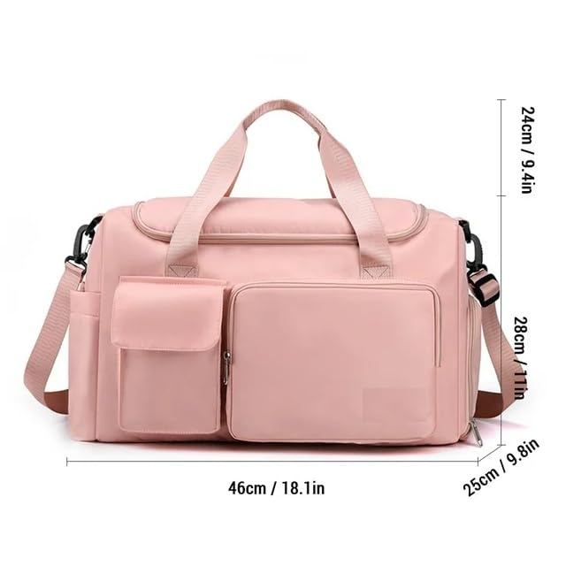 Image of SRZ Samrukzone Nylon Travel Duffle Bag with Wet Pocket & Shoe Compartment, Weekender Overnight Gym Shoulder Bag for Men & Women (44 x 18 x 29 cm (Peach /Pink)