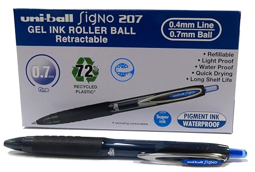 Uni-Ball Rollerball Encre gel Signo UMN-207E Bleu 0,7 mm Boîte de 12 unités