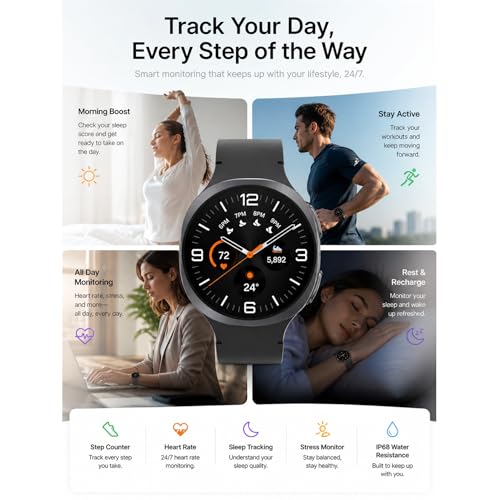 Image of Samsung Galaxy Watch 8 (2025) Bluetooth Smartwatch, Intl Version - Fitness & Sleep Tracking,Heart Rate Monitor, Android Compatible (Not for iOS) - with Extra Hybrid Band (Graphite, 40mm)