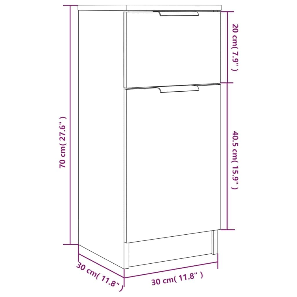 Drewniany Kredens, Solidna Płyta MDF, Szafka do Przechowywania z 2 Półkami i 1 szufladą do Salonu lub Sypialni, 30x30x70 cm (1 x Sideboard)
