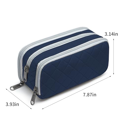 Image of Della Gao Large Pencil Case, Big Capacity Pencil Pouch with 3 Compartments, Office Pencil Bag with Zipper, Big Pen Case for Adults (01-3SLLG)