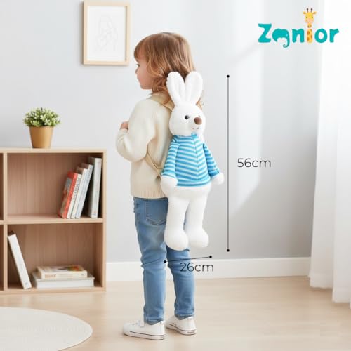 Image of 3-in-1 Bunny Plush Backpack for Kids - Play, Store, Carry Soft Toy Bag - Interactive Toddler Daypack for Travel & School