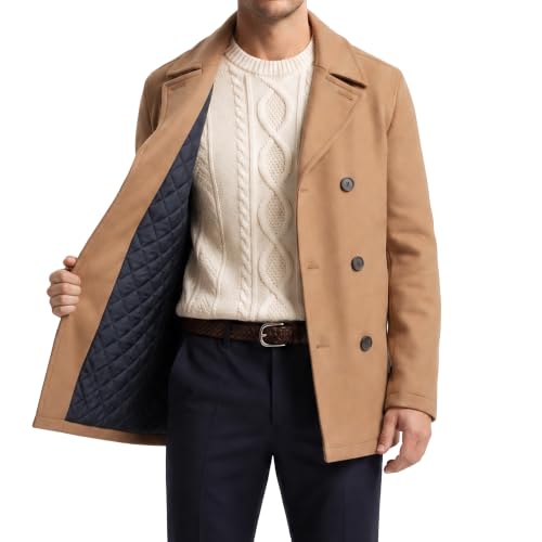 Image of Nautica Men's Wool Blend Peacoat - Double-Breasted Winter Coat, Regular, Big & Tall Sizes