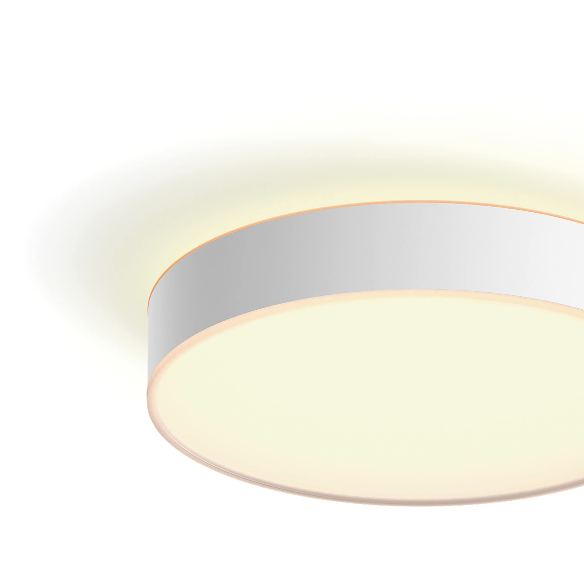 Philips Hue White Ambiance Devere Deckenleuchte M (2.450 lm) inkl. Dimmschalter, dimmbare Deckenlampe für das Hue Lichtsystem mit allen Weißtönen, smarte Lichtsteuerung über Sprache und App, weiß