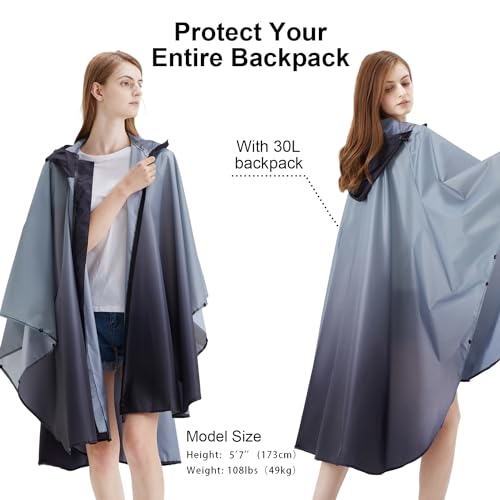 Image of salamra Rain Poncho Jacket - Hooded Waterproof Raincoat with Pocket for Women Men Adults