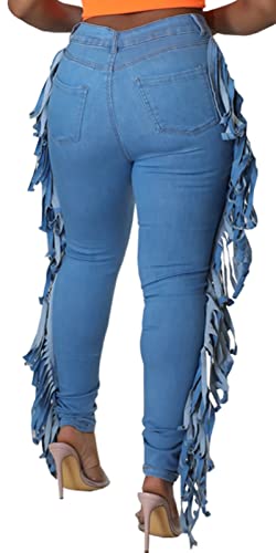 SeNight Women's High Waisted Ripped Jeans Cut Out Destroyed Distressed Denim Pants2