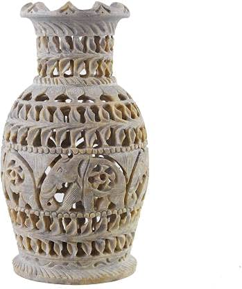 Krishna Mehta Krishna Products Jaali Work Marble Flower Vase for Home Decoration | Gift Item | Birthday | Anniversary | Corporate Gift Stoneware Vase
