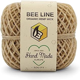 Beeline X Hemplights 100% Organic Hemp Wick, 200 FT Standard Size, Unbleached Unrefined Non Toxic & Chemical Free, Made in Europe