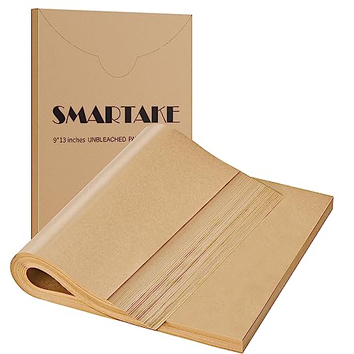 SMARTAKE 300 Pcs Parchment Paper Baking Sheets, 9x13 Inches Non-Stick