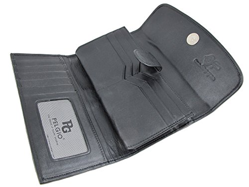 Genuine Row Diamond Stingray Skin Leather Women's Trifold Clutch Wallet Black4