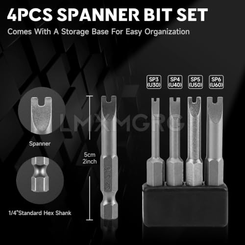 Image of 4 PCS Spanner Bit Set 2'' Security Screwdriver Bit Sizes:SP3 SP4 SP5 SP6 for Impact Power Tools