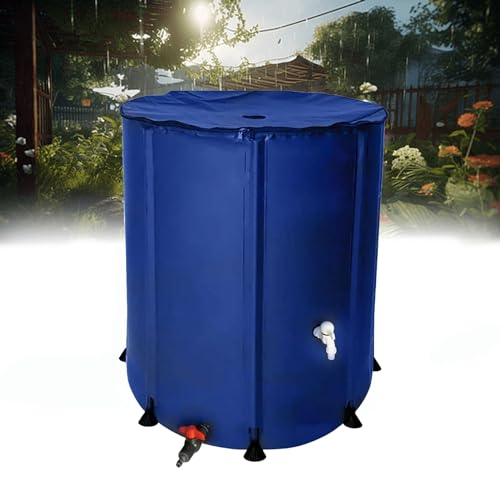 Faltbares Regenwassersammelsystem mit Ständer und Wasserhahn, 1000 l Fassungsvermögen, platzsparende Aufbewahrungslösung für Garten, inklusive Reißverschlussabdeckung