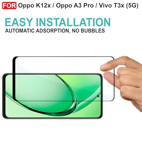 Image of CEDO Tempered Glass for Oppo K12x / Oppo A3 Pro /Vivo T3x (5G) | Screen Protector Full HD Quality Tempered Glass Anti-Scratch Edge to Edge Coverage with Easy Installation Kit (Black)