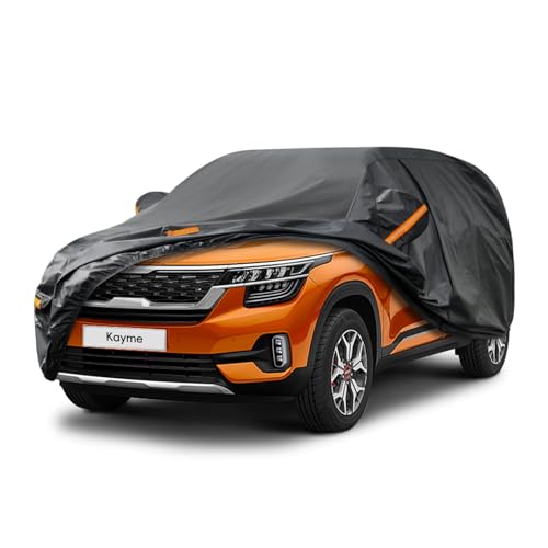 Image of Kayme 7 Layers SUV Car Cover Custom Fit for Kia Seltos (2019-2025) Waterproof All Weather for Automobiles,Outdoor Full Cover Rain Sun UV Protection.Black