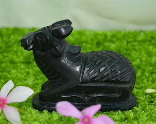 Estatua Nandi de Piedra Húmeda para Decoración y Puja miniatura 6