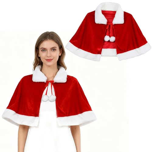 QIZHIQIAMY Weihnachtsmantel Rot Weihnachtsumhang Weihnachtsmann Umhang...