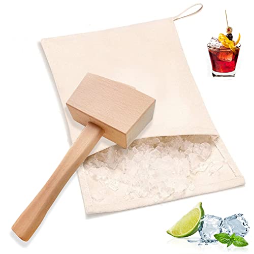SICHUANG Lewis Canvas Ice Bag and Manueller Eisbrecherhammer, Professionelles Crushes Ice Dried Ice, Wiederverwendbarer Segeltuch Tasche Für Bar Bartender Kit Tools & Küchenzubehör Cover