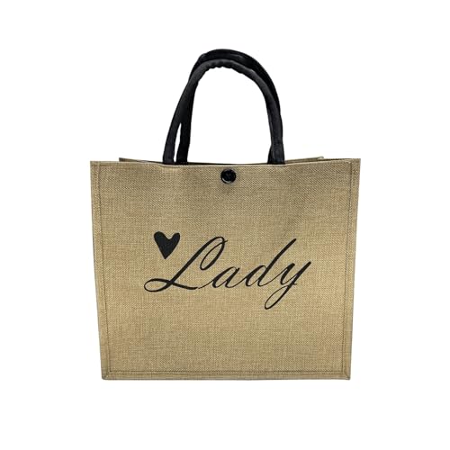 DinmPrus Bolsas de praia para mulheres, sacola de lona personalizada, bolsa de ombro diária, sacolas de compras reutilizáveis, Marrom, Large