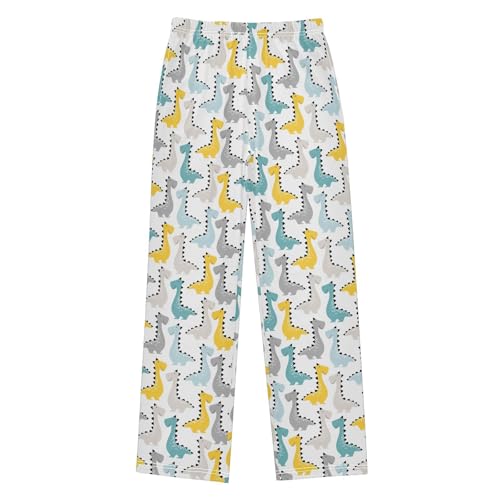 ZZXXB Colorful Cartoon Dinosaur Boys Long Pants Soft Trousers Elastic Waist Kids Lounge Bottoms with Pockets S-XL
