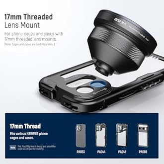 NEEWER Telephoto Lens HD 85mm Phone Only Back Plate 17mm, 2.5X Magnification Compatible with SmallRig NEEWER Cage for iPhone Samsung with 17mm Adapter & Lens Cap, LS-59