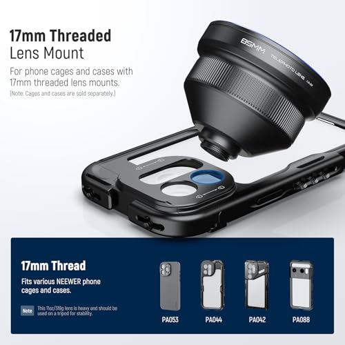 NEEWER Telephoto Lens HD 85mm Phone Only Back Plate 17mm, 2.5X Magnification Compatible with SmallRig NEEWER Cage for iPhone Samsung with 17mm Adapter & Lens Cap, LS-59