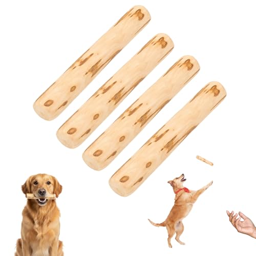 PjuQow 4 Stück Kaffeeholz für Hunde, Natürliche Kauwurzel für Hunde und Welpen, Langlebige Kauspielzeuge für Zahngesundheit und Stressabbau, Olivenholz Hund