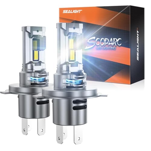 Image of SEALIGHT H4 /9003 /HB2 Bulb, 40,000LM Super Brighter,6500K Cool White H4 /9003 /HB2 Bulbs or Fog,3 Min Plug and Play Lights Combo, Replacement Shift Light Gauges, Pack of 2