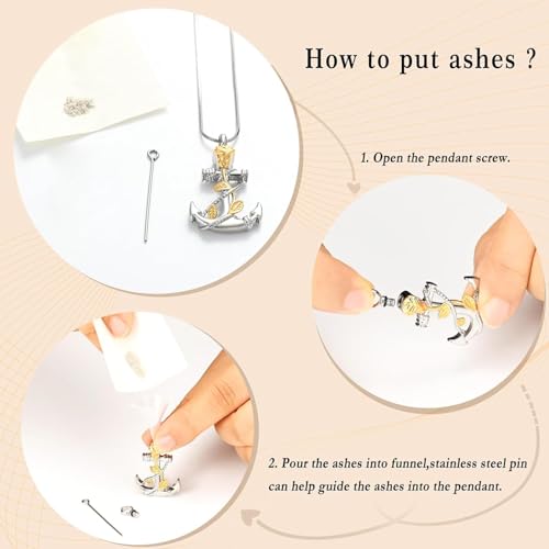 zeqingjw Cremation Jewelry for Ashes Pendant - Ship's Anchor Urn Necklace Rose Flower Keepsake Urn Memorial Ash Jewelry for Women Men4