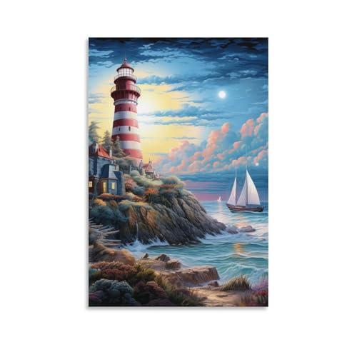 Tableau impression sur toile phare côtier TNSGHAVED, décoration murale haut de gamme 50x75