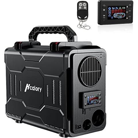 HCALORY 12V 5KW Diesel Air Heater All-in-One with Remote Control and LCD Monitor for Car Trucks Boat Bus RV and Trailer, Saving Space and Easy to Move, Black Cover
