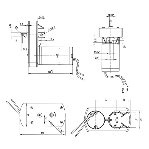 Image of RV Slide Out Motor 132682,18:1 Ratio Electric Motor Fit for Lippert Through Frame Slide-Out System, 30 Amp 12Volt 5800 RPM Venture Acuator Camper Slideout Replaces# RP-785615,168956, 295380, M-8910