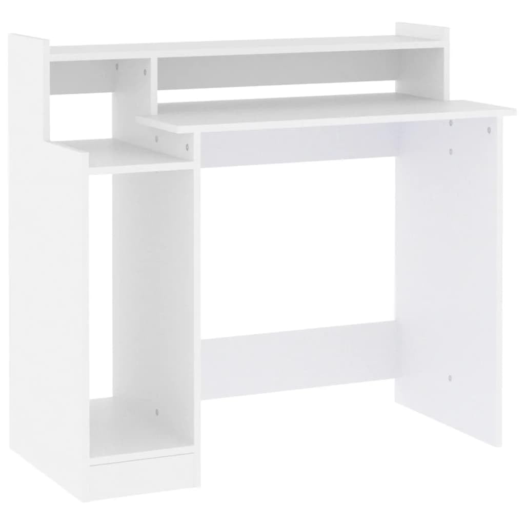Scrivania con LED bianco, 97 x 45 x 90 cm, materiale in legno, moderna scrivania per computer per casa, ufficio, giochi, studio