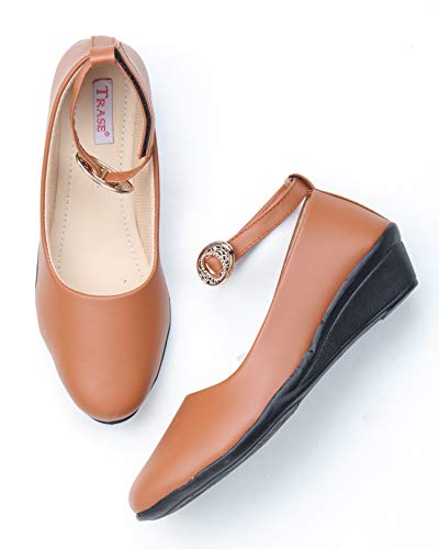 Image of TRASE Women's Ballet Flats | Faux Leather, Trendy, Wedge Bellies for Girls | Casual & Formal Wear
