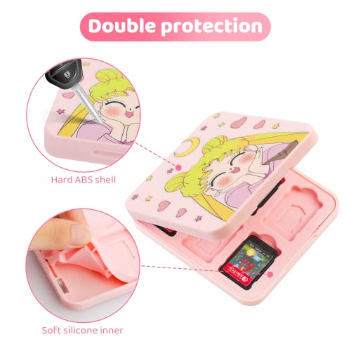 Gldram Game Case For Nintendo Switch, Game Holder Case For 12 Switch Game Cards And 12 Micro Sd Cards, Pink Anime Girl Switch Game Storage Case Safety, Portable, Game Accessories For Switch/Oled/Lite #TOP2