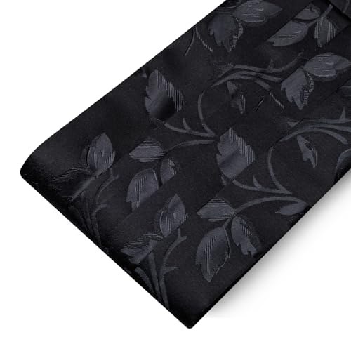 Image of Barry.Wang Men Silk Paisley Cummerbund and Pre-tied Bowtie Handkerchief Cufflink Set for Tuxedo