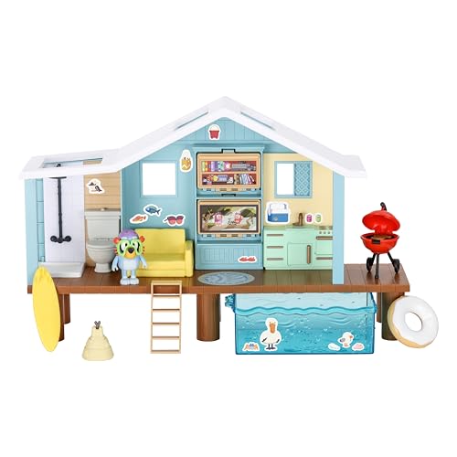 BlueY Set de Jeu La cabane de Plage de avec Figurine Exclusive de Portant Un Masque de plongée. Contient 10 éléments de Jeu et Une Feuille d’Autocollants.